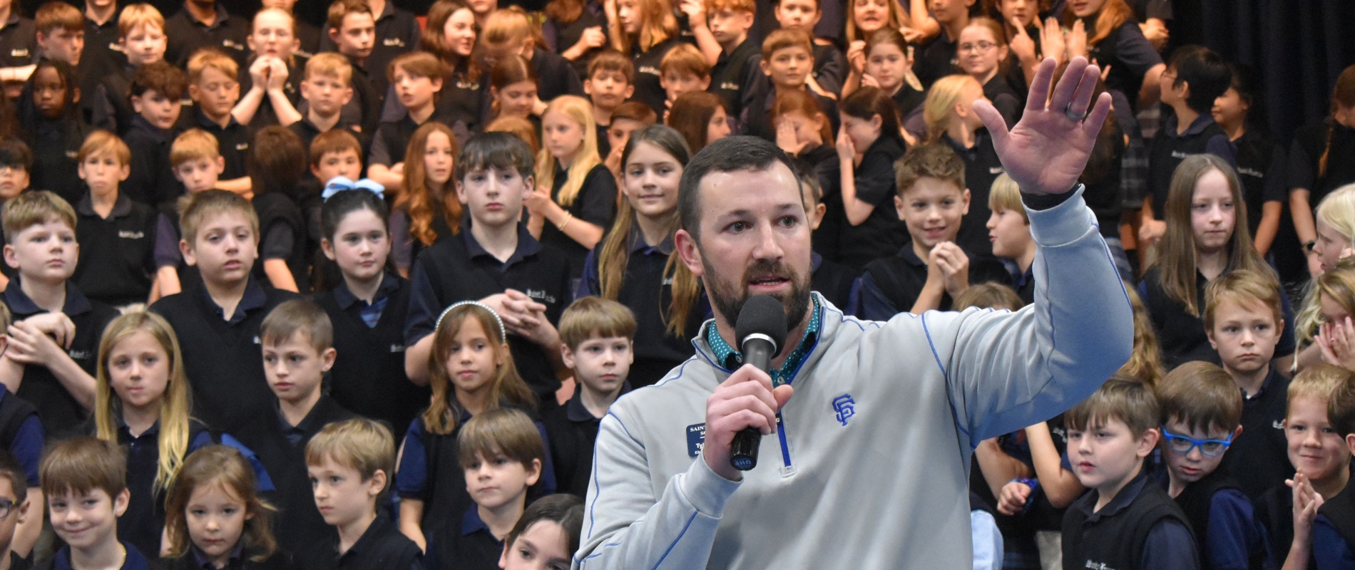 Principal Tyler Daniell infront of Elementary Spring Concert