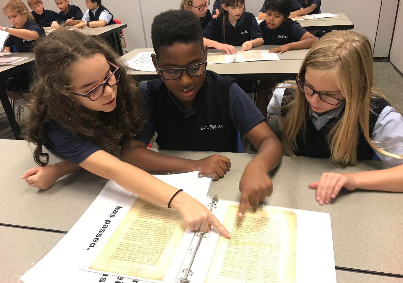 Saint Francis Middle School students learning to build foundational skills with the Just Words Reading Program