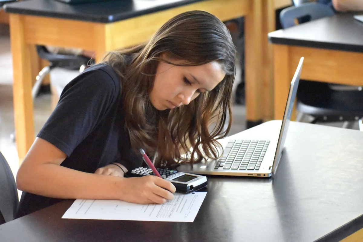 High School Student Studying before Parent Tour at Saint Frncis High School in Milton, GA